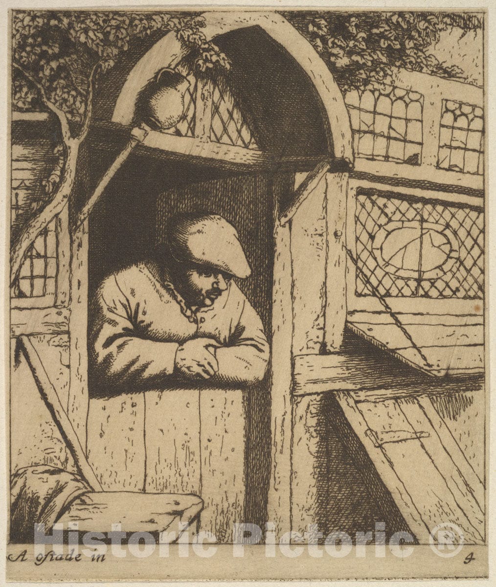 Art Print : After Adriaen Van Ostade - Peasant : Vintage Wall Art
