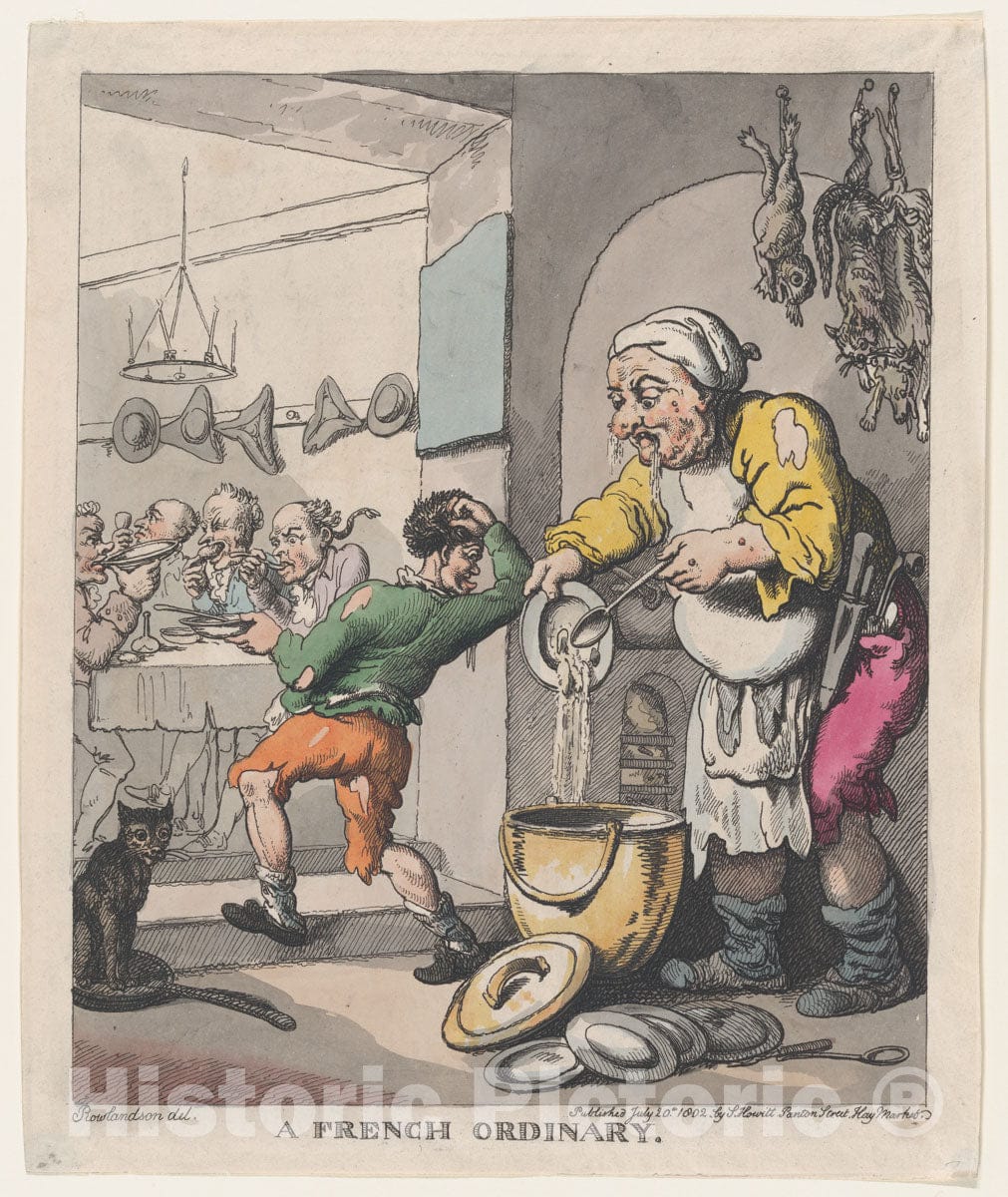 Art Print : Thomas Rowlandson - A French Ordinary 1 : Vintage Wall Art