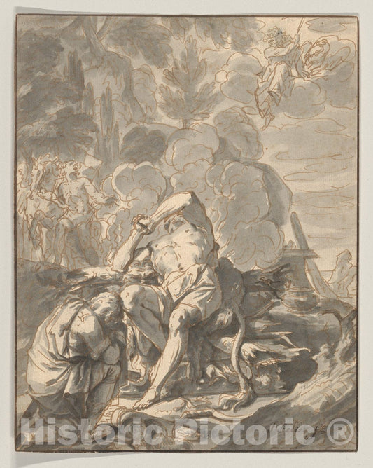 Art Print : Johann Heinrich Keller - Hercules on The Stake : Vintage Wall Art