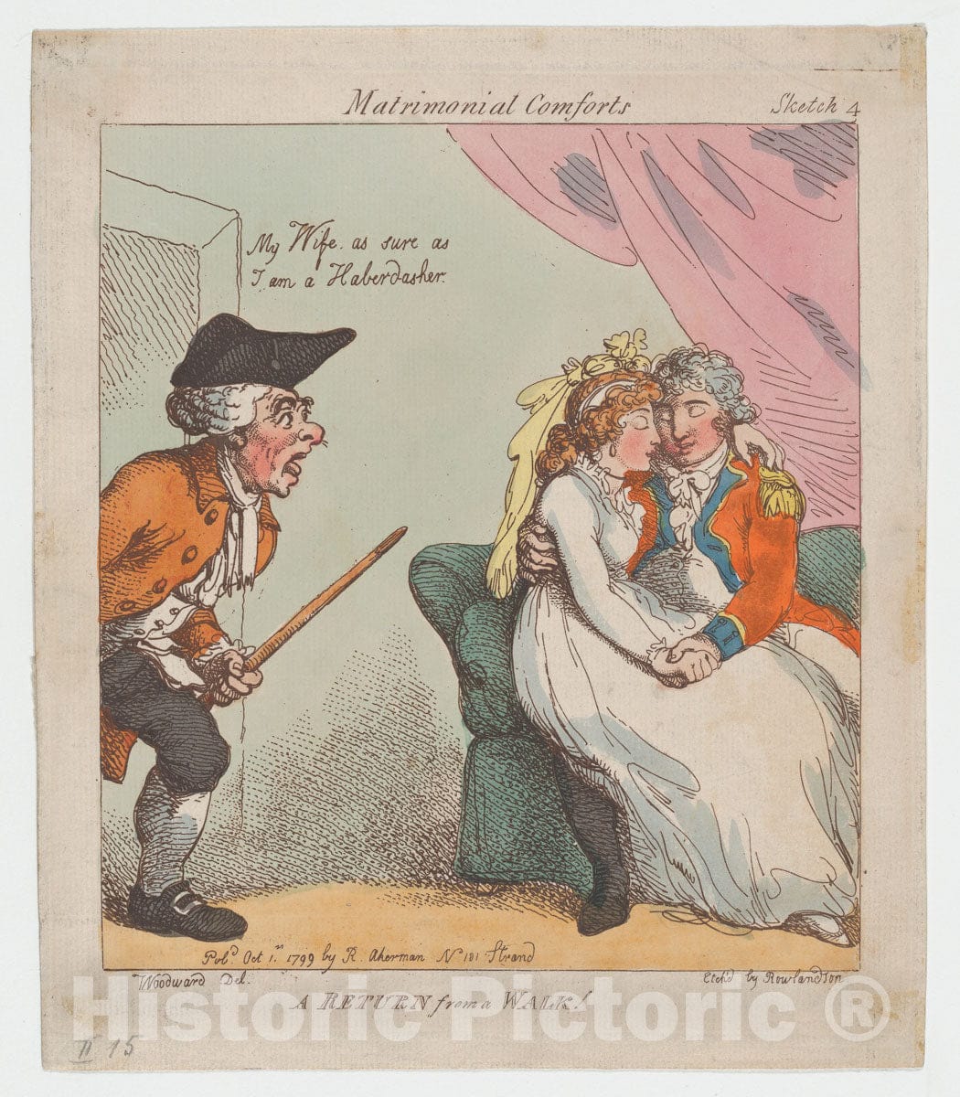 Art Print : Thomas Rowlandson - A Return from a Walk : Vintage Wall Art