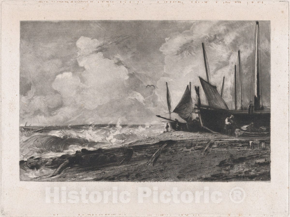 Art Print : David Lucas - A Sea Beach 3 : Vintage Wall Art