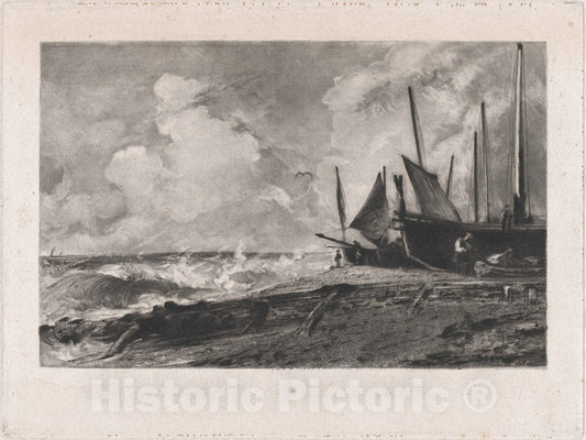 Art Print : David Lucas - A Sea Beach 3 : Vintage Wall Art