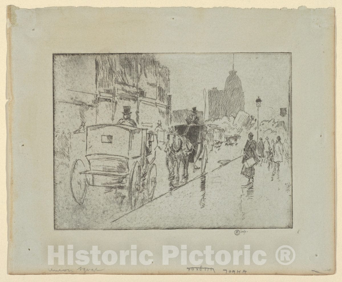 Art Print : Childe Hassam - Union Square : Vintage Wall Art