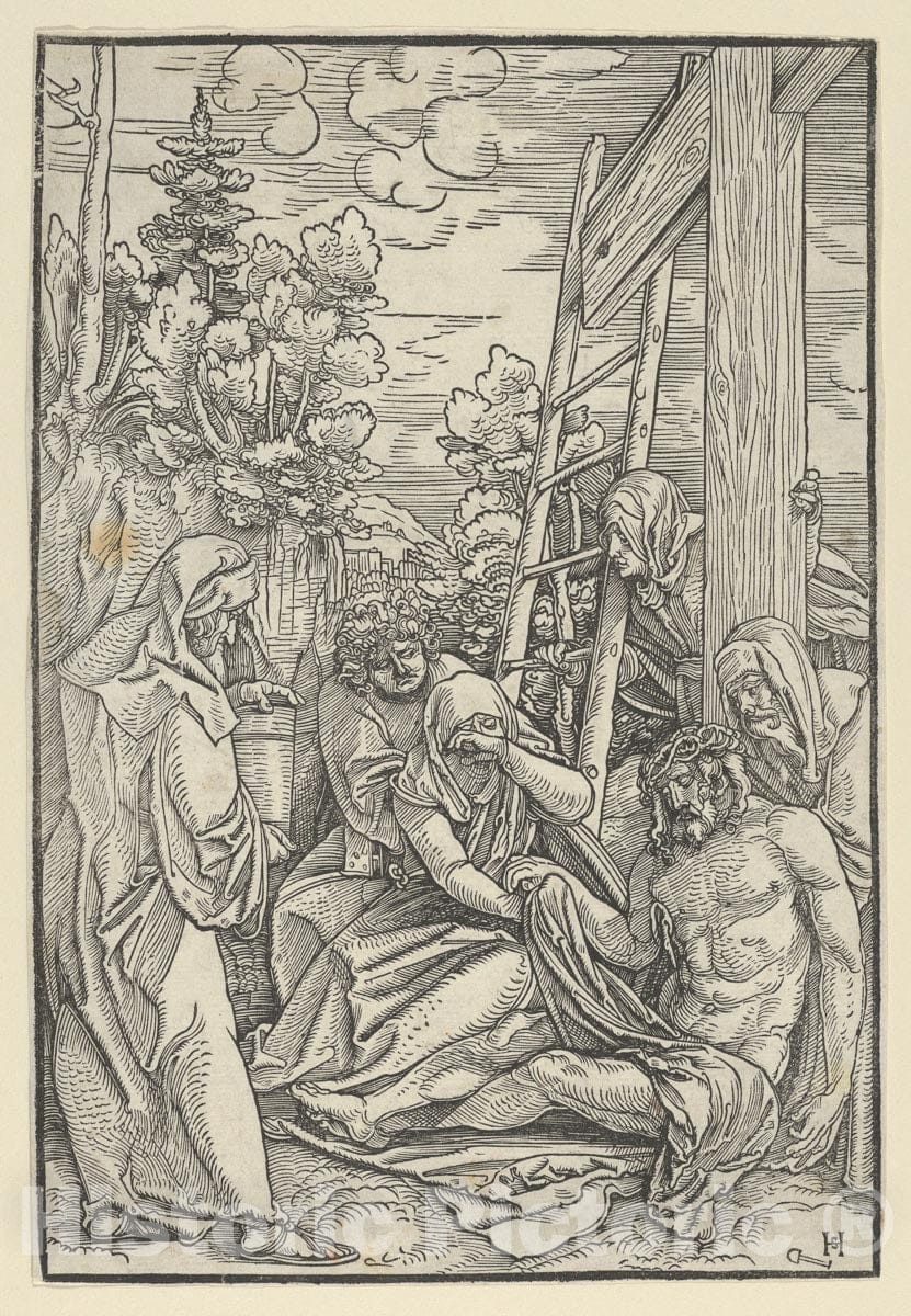 Art Print : Hans Schäufelein - The Lamentation, from The Life of Christ : Vintage Wall Art