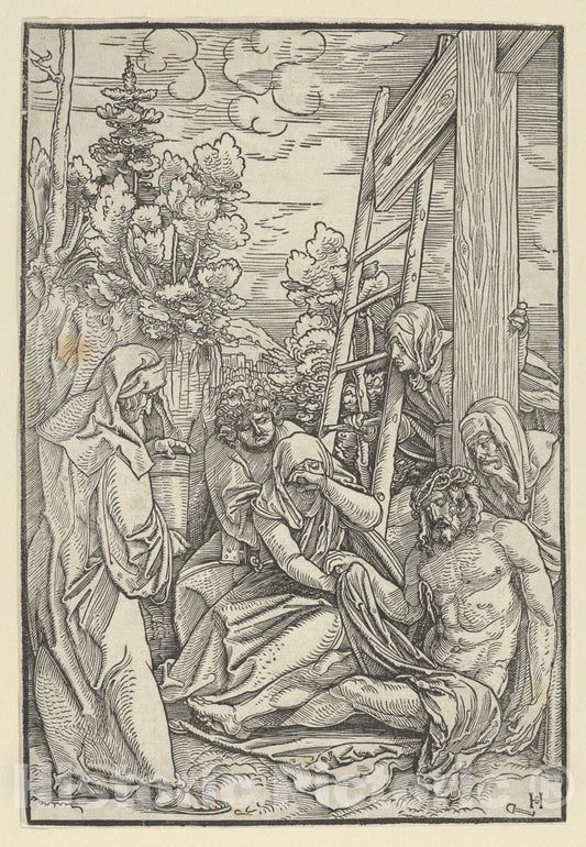 Art Print : Hans Schäufelein - The Lamentation, from The Life of Christ : Vintage Wall Art