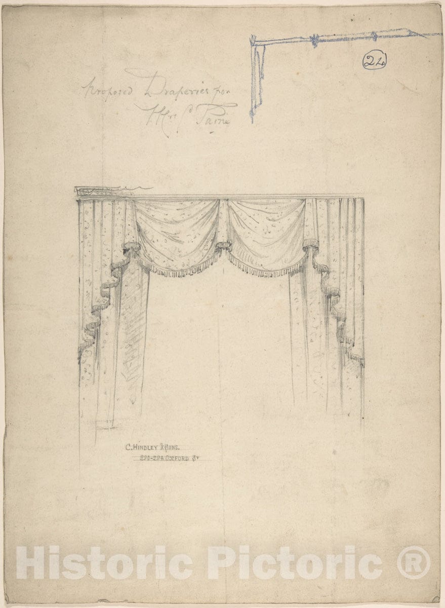 Art Print : Charles Hindley and Sons - Design for Curtains 4 : Vintage Wall Art