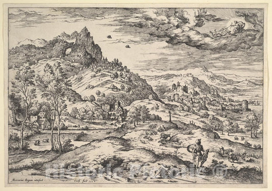 Art Print : Hieronymus Cock - Landscape with Mercury Holding Argus's Head : Vintage Wall Art