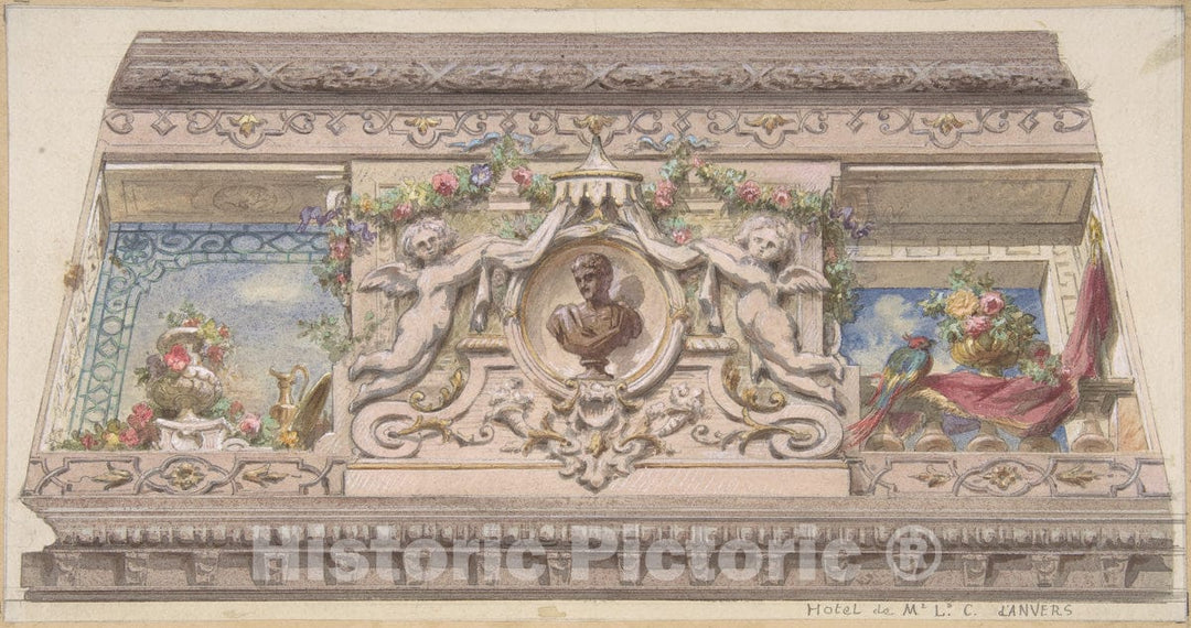 Art Print : Jules-Edmond-Charles Lachaise - Design for Cove, Hôtel Cahen d'Anvers : Vintage Wall Art