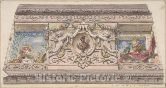 Art Print : Jules-Edmond-Charles Lachaise - Design for Cove, Hôtel Cahen d'Anvers : Vintage Wall Art