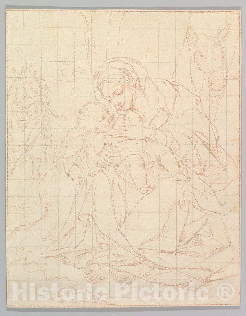 Art Print : Anton Raphael Mengs - Rest on The Flight into Egypt : Vintage Wall Art