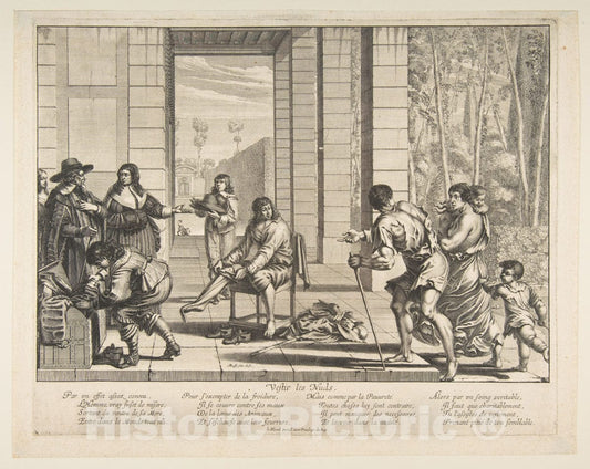 Art Print : Abraham Bosse - Clothing Beggars (Vêtir les nus) : Vintage Wall Art