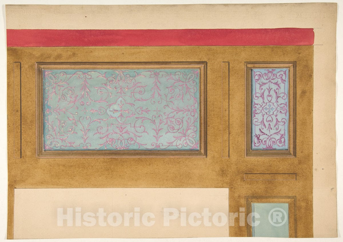 Art Print : Jules-Edmond-Charles Lachaise - Design for Woodwork and Painted Panels : Vintage Wall Art