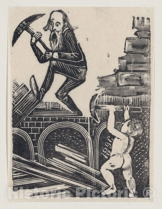 Art Print : José Guadalupe Posada - The New Year 1896 : Vintage Wall Art