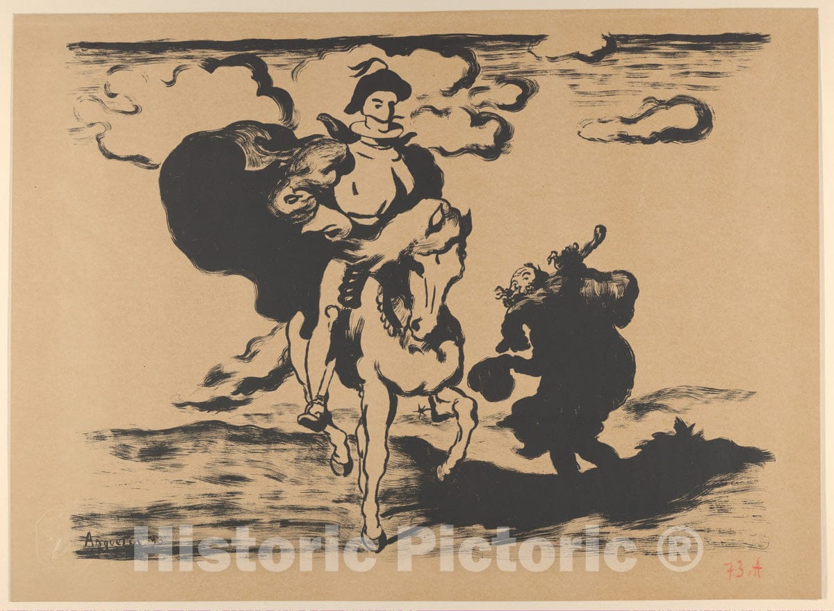 Art Print : Louis Anquetin - The Horseman and The Beggar, Also Called Don Quixote and Sancho Panza (Le Cavalier et le Mendiant) : Vintage Wall Art