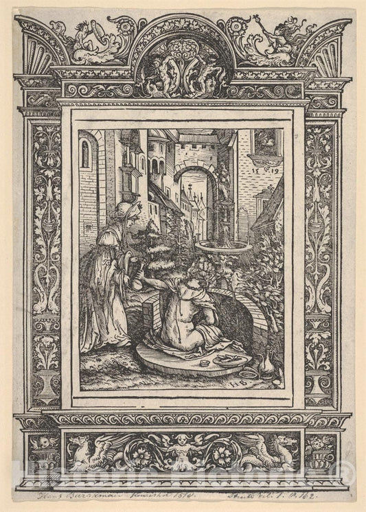 Art Print : Hans Burgkmair - Bathsheba Bathing, from Women's Wile (Weiberlisten) : Vintage Wall Art