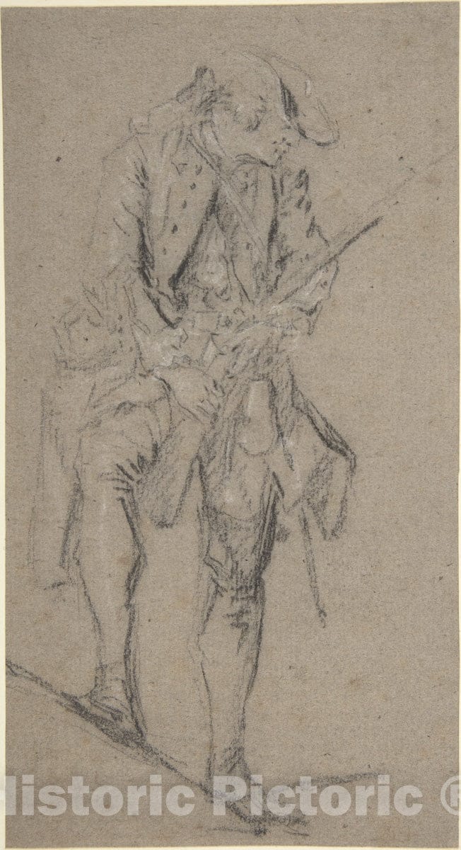 Art Print : Nicolas Lancret - Standing Hunter Holding a Rifle : Vintage Wall Art
