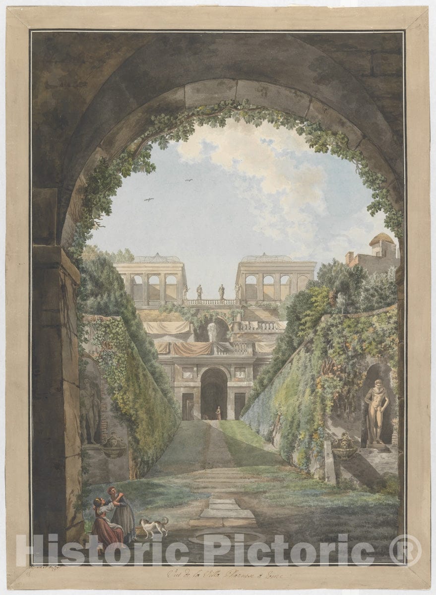 Art Print : Giovanni Volpato - Villa Farnese : Vintage Wall Art