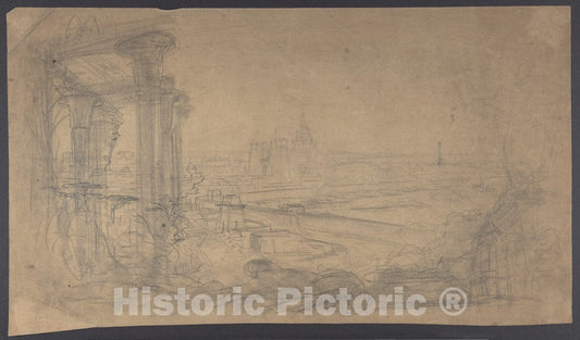 Art Print : Eugène Cicéri - Design for a Stage Set at The Opéra, Paris - 431004 : Vintage Wall Art