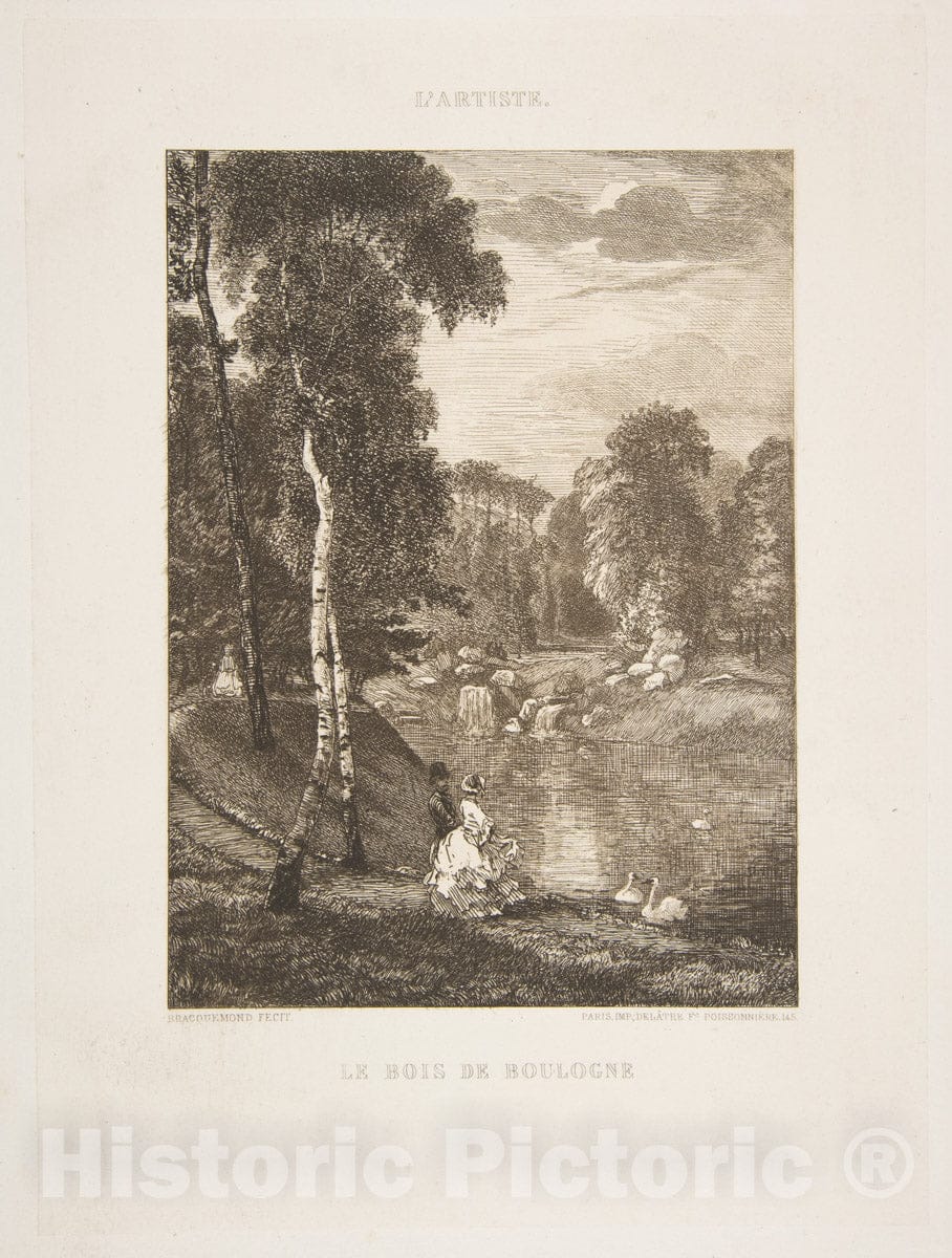 Art Print : Félix Bracquemond - Le Bois de Boulogne 1 : Vintage Wall Art