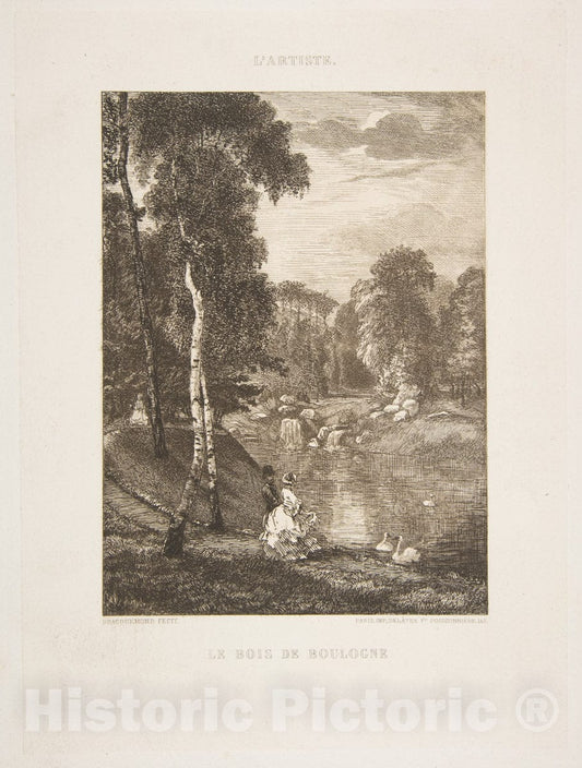Art Print : Félix Bracquemond - Le Bois de Boulogne 1 : Vintage Wall Art