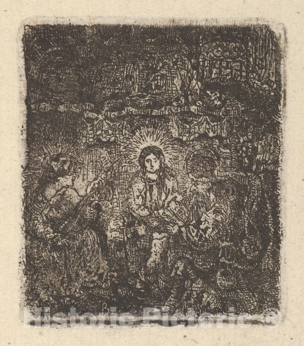 Art Print : Rodolphe Bresdin - La Sainte Famille (The Holy Family) 3 : Vintage Wall Art