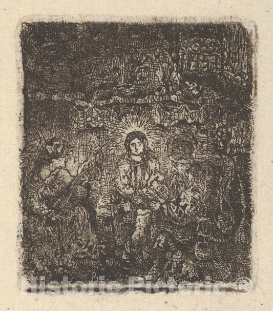 Art Print : Rodolphe Bresdin - La Sainte Famille (The Holy Family) 3 : Vintage Wall Art