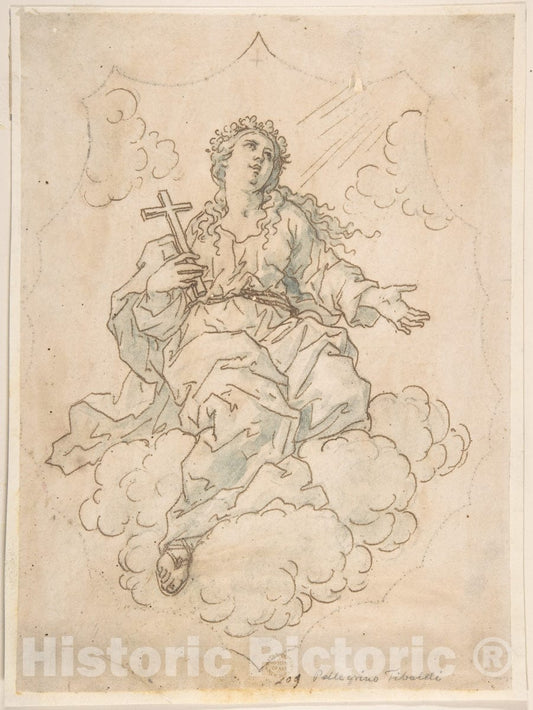 Art Print : Italian, Roman-Bolognese, 17th Century - Assumption of Mary Magdalen : Vintage Wall Art