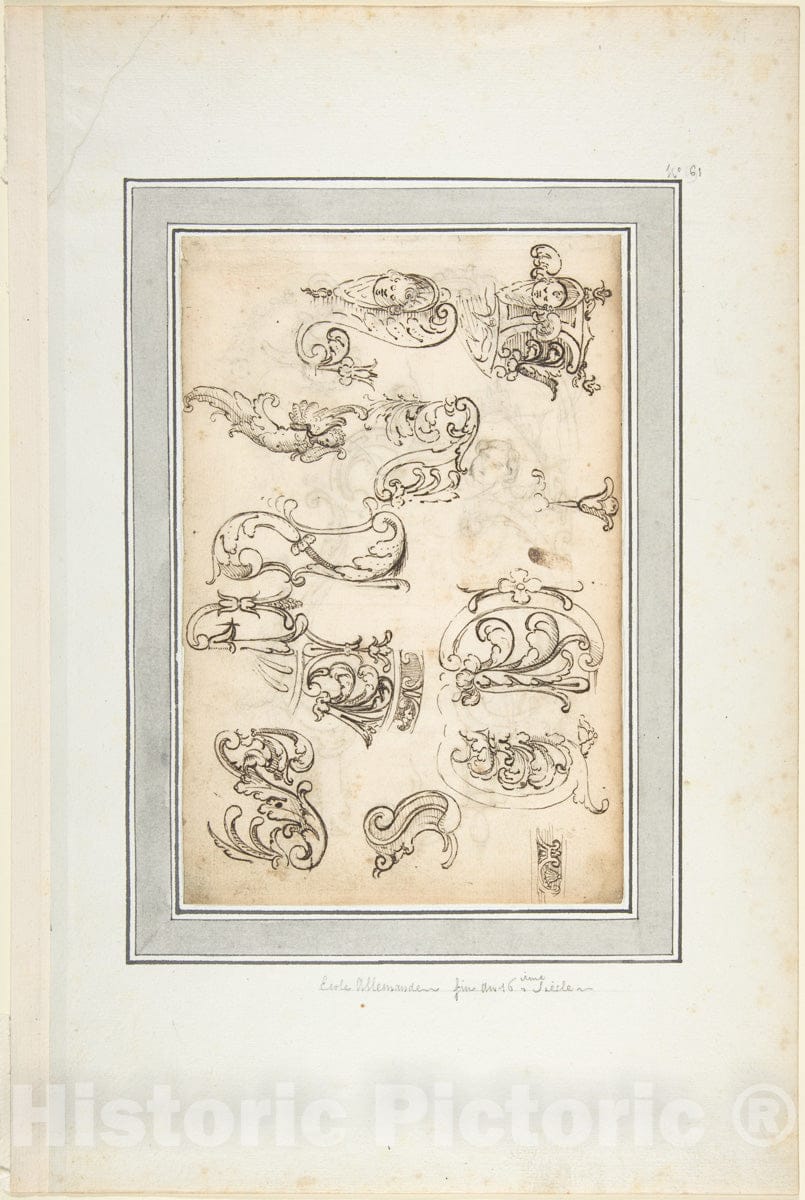 Art Print : German, 19th Century - Various Ornamental Designs : Vintage Wall Art