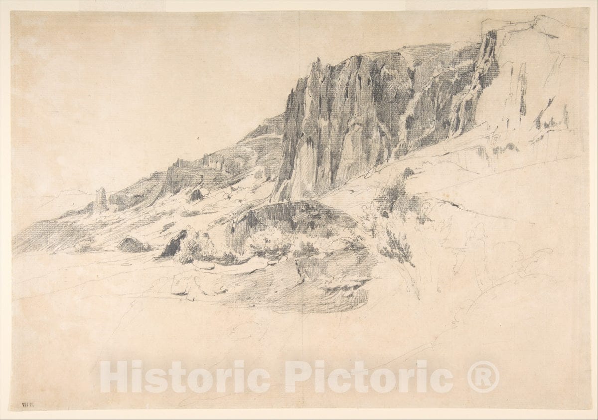 Art Print : Théodore Rousseau - Cliffs of Malbec at Mont-Dore, The Auvergne : Vintage Wall Art