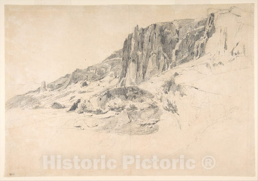 Art Print : Théodore Rousseau - Cliffs of Malbec at Mont-Dore, The Auvergne : Vintage Wall Art