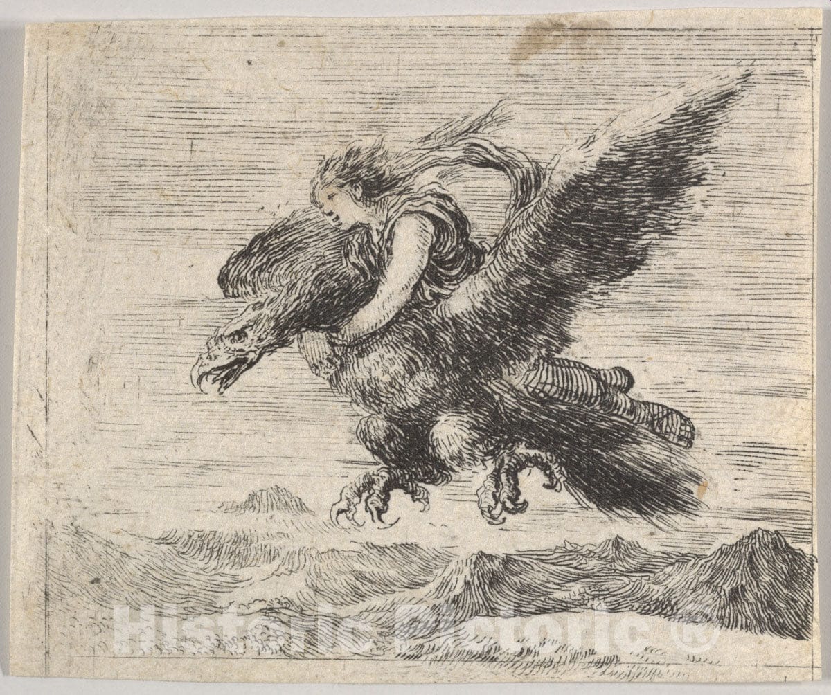 Art Print : Stefano Della Bella - Jupiter and Ganymede, from 'Game of Mythology' (Jeu de la Mythologie) : Vintage Wall Art