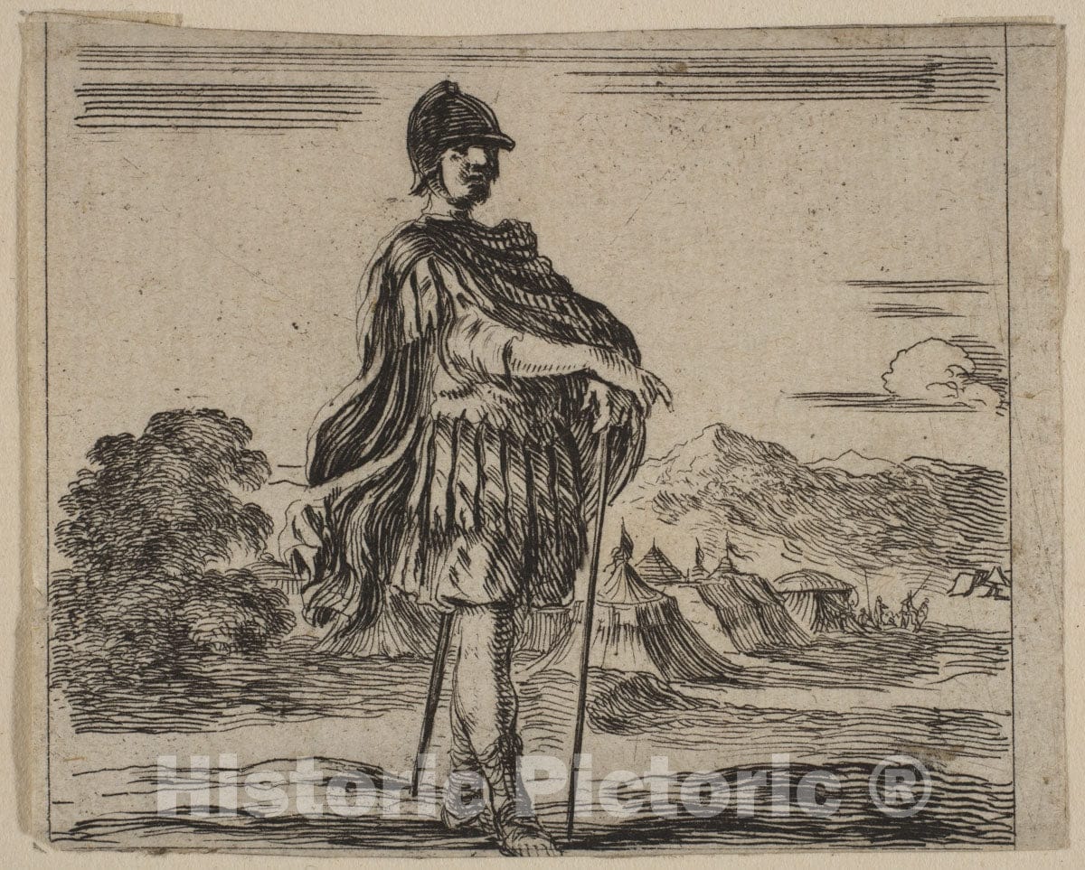Art Print : Etched by Stefano Della Bella - Mars, from 'Game of Mythology' (Jeu de la Mythologie) : Vintage Wall Art