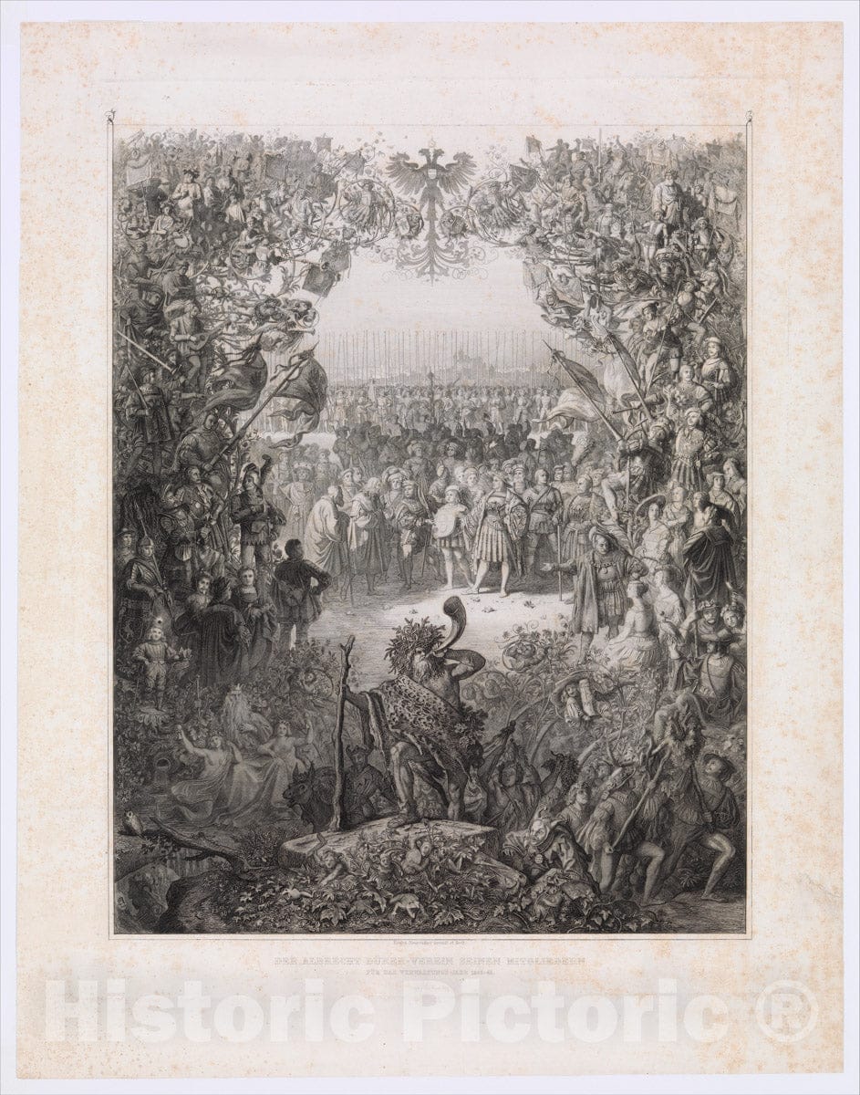 Art Print : The Members of The Albrecht Durer Society for The Election Year 1843-1844 - Artist: Eugen Neureuther - Created: 1843 : Vintage Wall Art