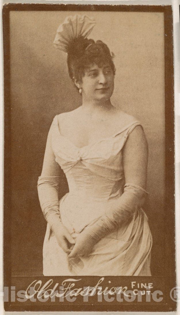 Photo Print : Actress Wearing Feathered Headpiece, from The Actresses Series (N664) Promoting Old Fashion Fine Cut Tobacco 1 : Vintage Wall Art