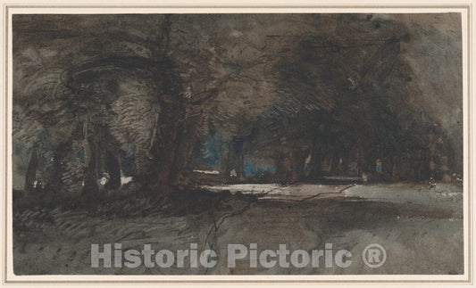 Art Print : William James Müller - A Woodland Scene at Dusk (Recto)