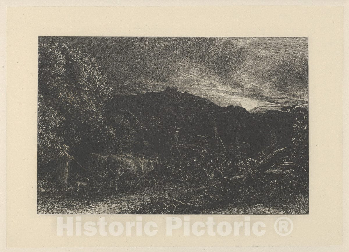 Art Print : Samuel Palmer - The Weary Ploughman, or The Herdsman, or Tardus Bubulcus 1 : Vintage Wall Art