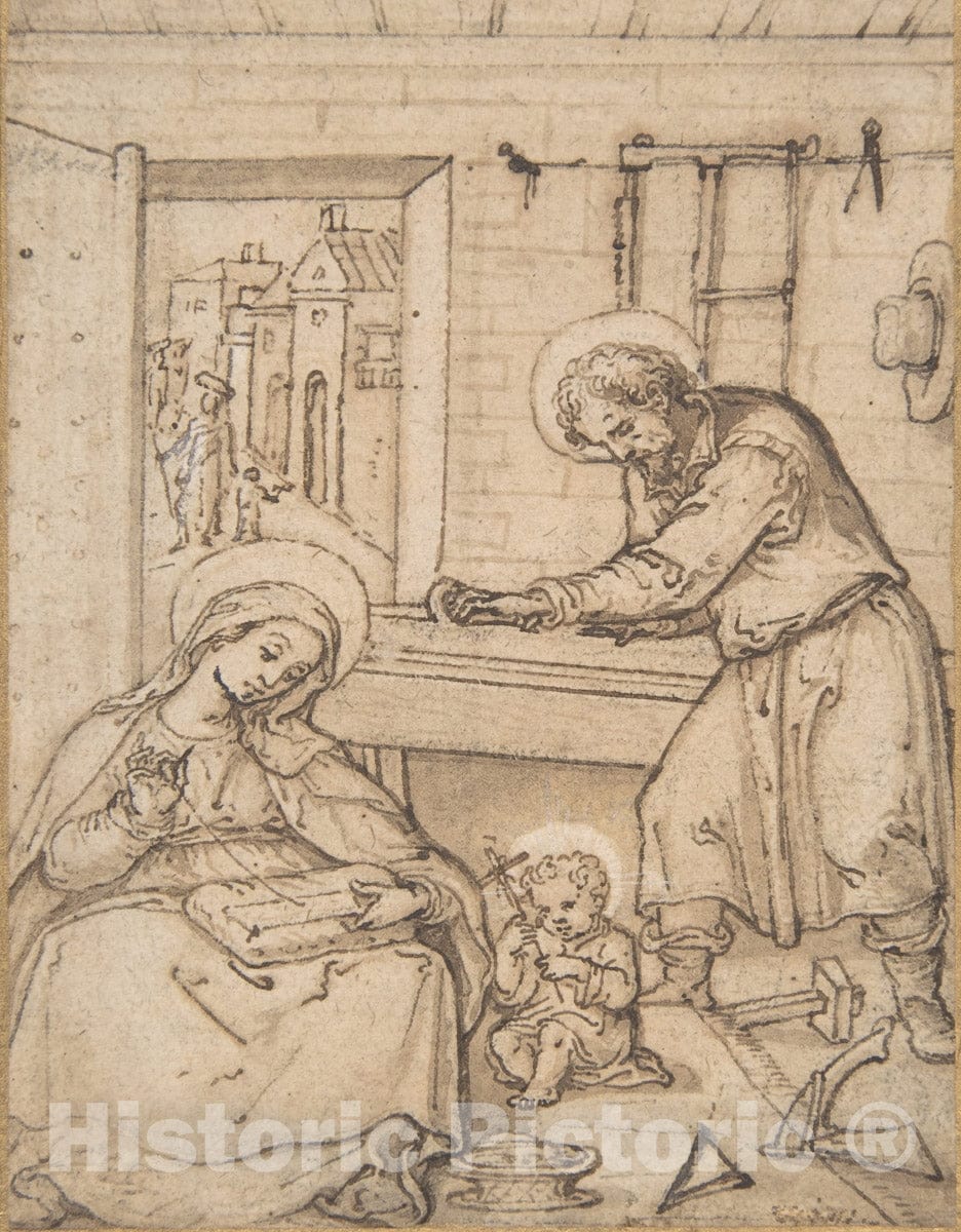 Art Print : Hans BOL - The Childhood of Christ, in The Carpenter's Shop : Vintage Wall Art