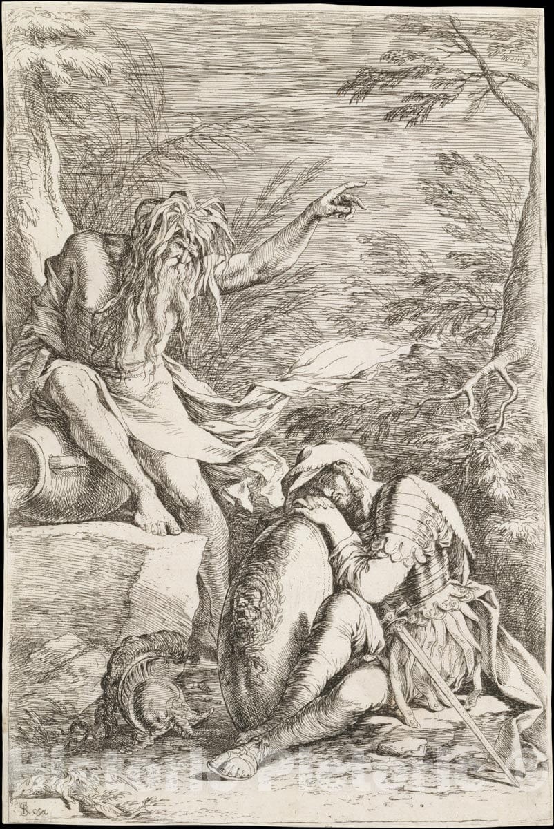 Art Print : Dream of Aeneas - Artist: Salvator Rosa - Created: c1663 : Vintage Wall Art