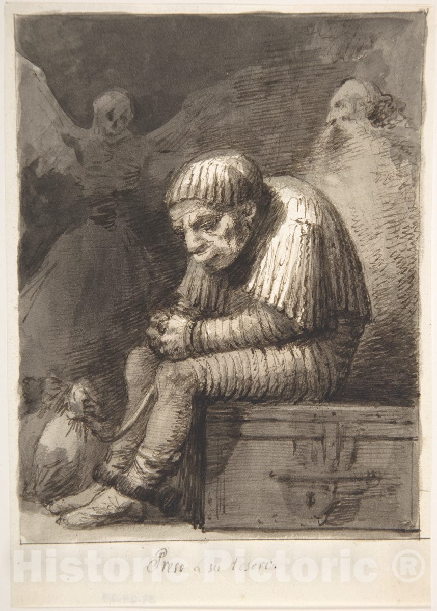 Art Print : Leonardo Alenza y Nieto - Shackled to His Treasure (Preso á su Tesoro) : Vintage Wall Art