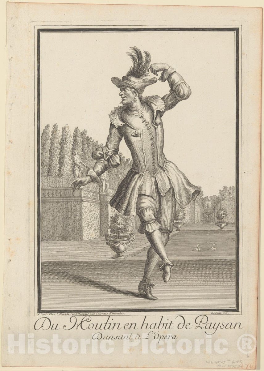 Art Print : Jean Berain - Du Moulin in Peasant Garb Dancing at The Opera : Vintage Wall Art