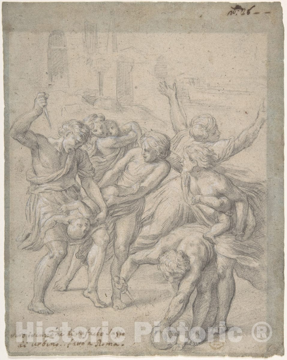 Art Print : Italian, Roman-Bolognese, 17th Century - Massacre of The Innocents : Vintage Wall Art
