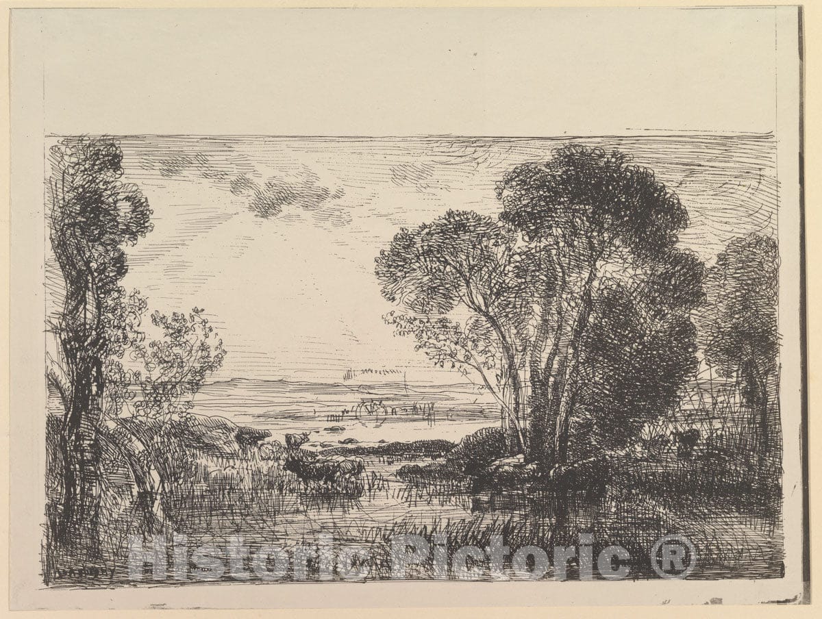 Art Print : Charles-François Daubigny - The Hydraulic Machine : Vintage Wall Art