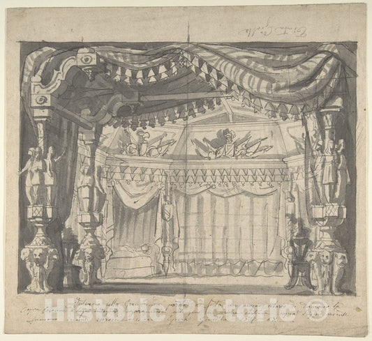 Art Print : Italian, 19th Century - Interior of Opera Giudetta : Vintage Wall Art
