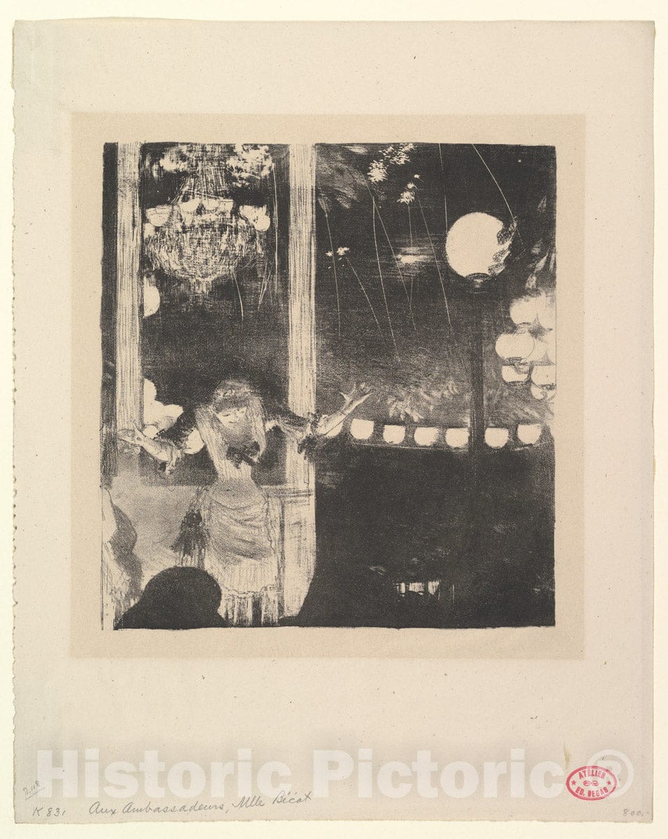 Art Print : Edgar Degas - Mlle Bécat at The Café des Ambassadeurs, Paris : Vintage Wall Art