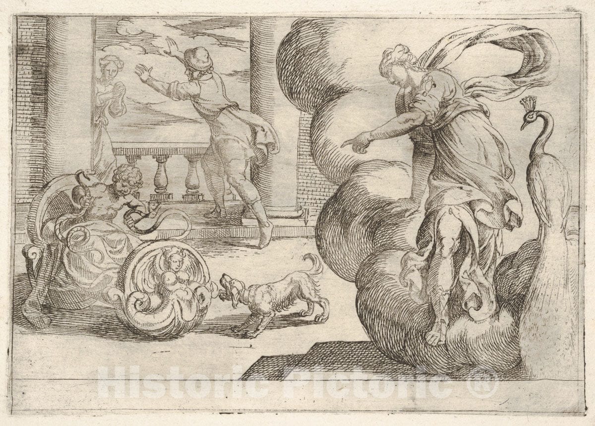 Art Print : Hercules Strangling The Serpents - Artist: Antonio Tempesta - Created: 1608 : Vintage Wall Art