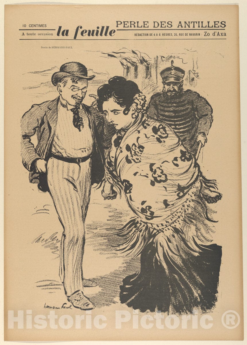 Art Print : René-Georges Hermann-Paul - Perle des Antilles (from La Feuille) : Vintage Wall Art