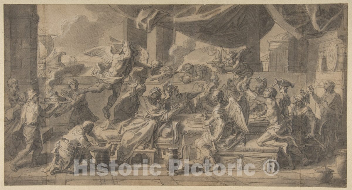 Art Print : François Verdier - The Harpies Driven from The Table of King Phineus by Zetes and Calais : Vintage Wall Art