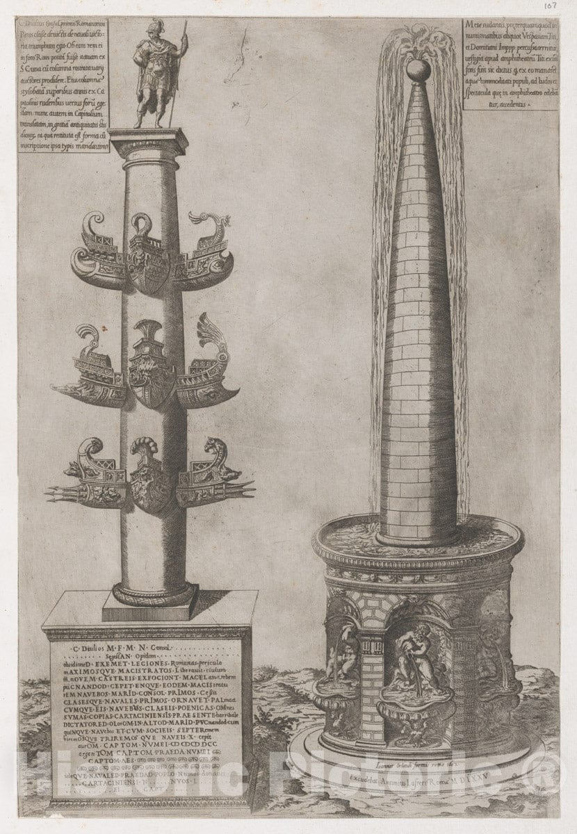 Art Print : Anonymous - Speculum Romanae Magnificentiae: Column of Duilius : Vintage Wall Art