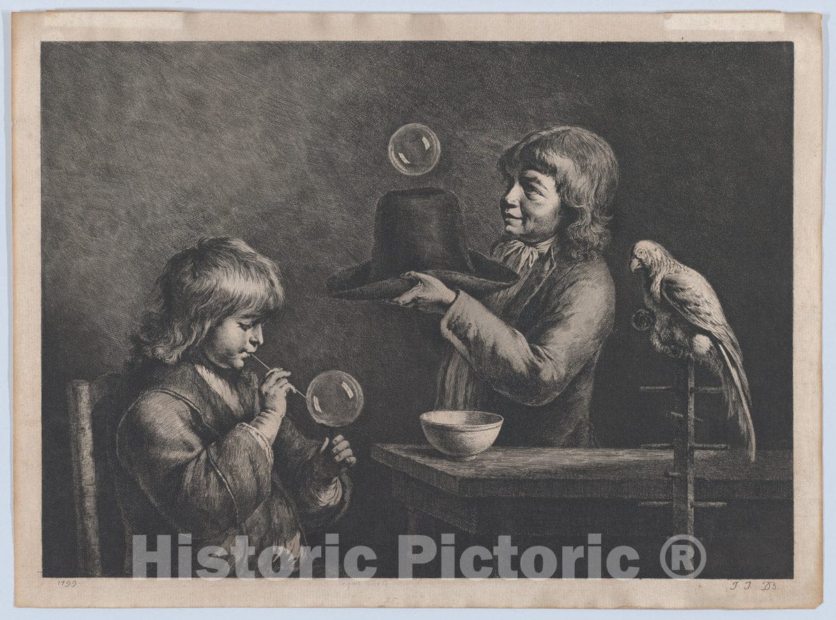 Art Print : Jean Jacques de Boissieu - Soap Bubbles : Vintage Wall Art