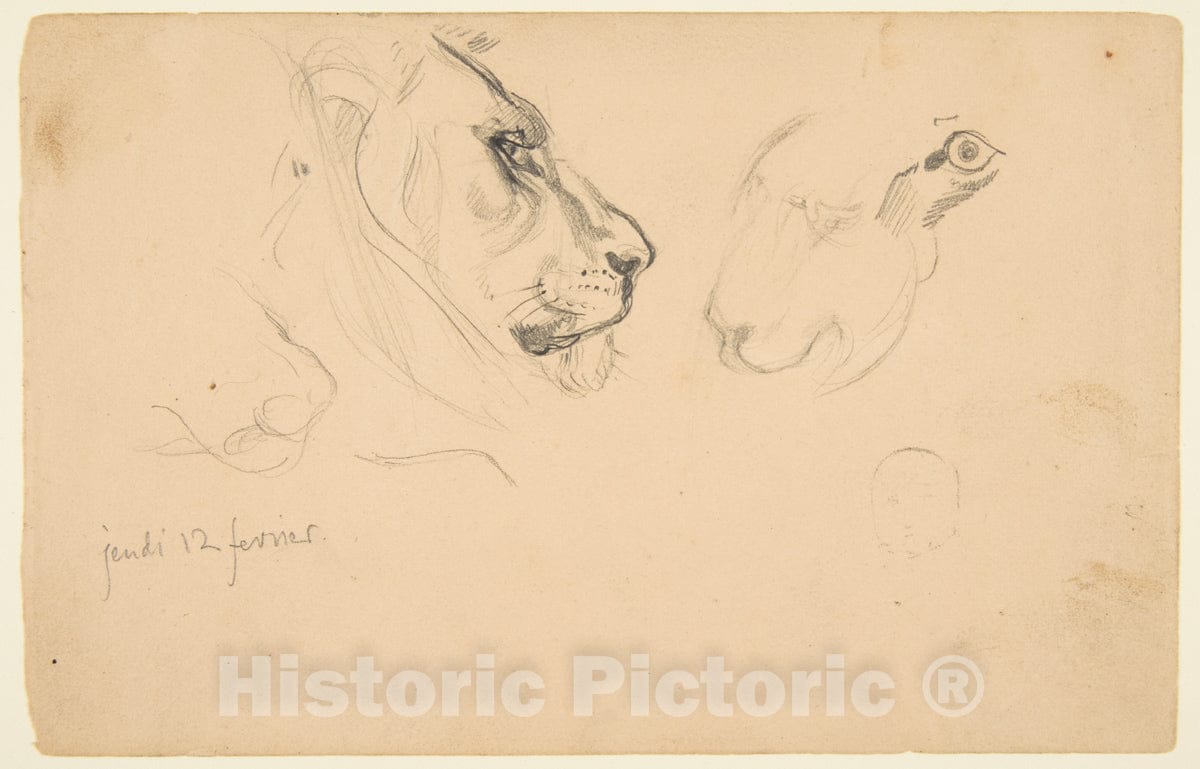 Art Print : Eugène Delacroix - Sketchbook with Views of Tours, France and its Environs : Vintage Wall Art